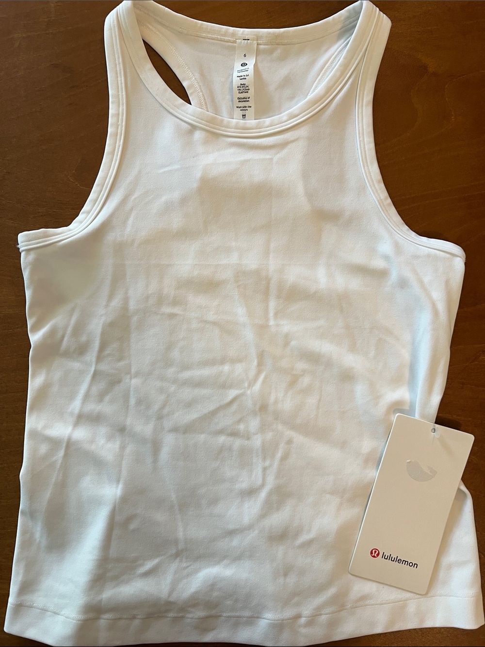Lululemon White Align Waist Length Racerback Tank Size 6 NWT